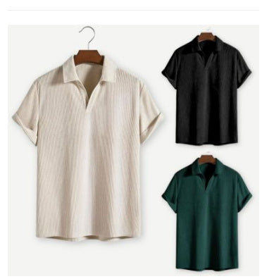 Men's Fashion Casual Loose Striped Short Sleeve Shirt